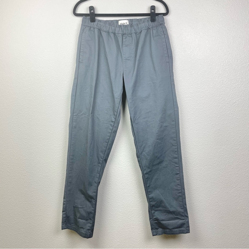 Pact Men's Medium Gray Woven Twill Roll Up Pants Comfort Casual Organic Cotton
